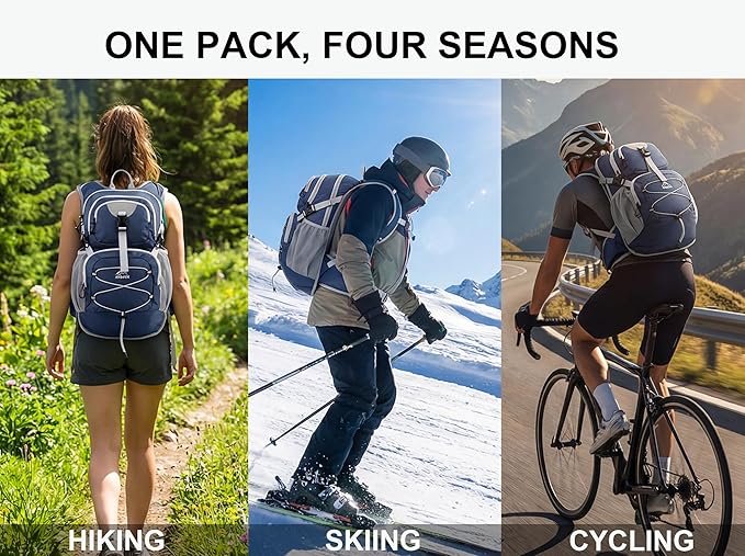 Hydration Backpack with 2L Bladder – Thermal Insulated Water Pack for Hiking, Skiing, Running – Lightweight Daypack for Men & Women, Soft-Lined Sunglasses Pocket & Large Waist Pockets