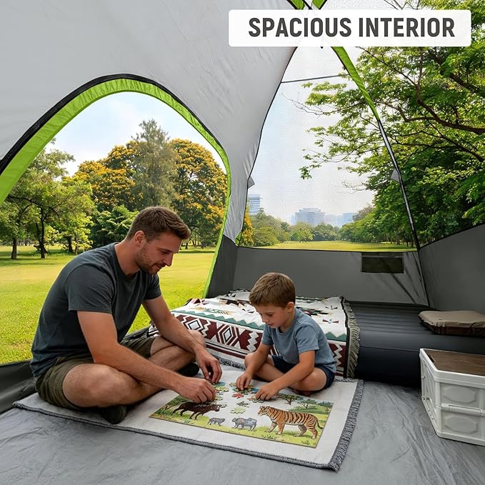 Tents for Camping 6 Person Tent Waterproof Windproof Double Layer Family Camping Tent, Easy Setup Dome Tent with Large Mesh Windows & Wider Door for Outdoor Camping & Hiking