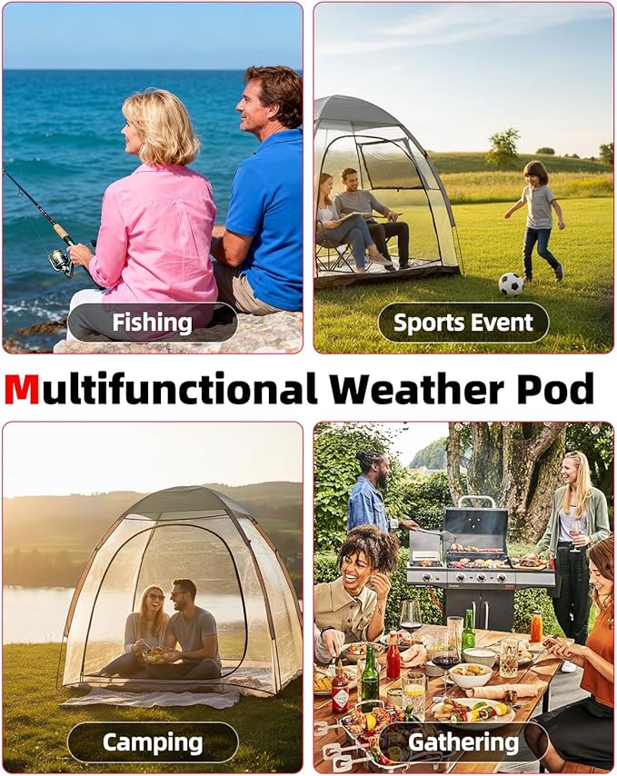 Abahub Clear Bubble Tent for 1-2 Person, Sports Tent with Sealed Floor, Outdoor Winter Tent with Carrying Bag for Sport Event, Camping, Fishing, Cheering