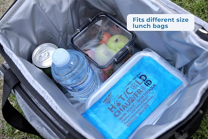 ICY-COOLS 3 Pack Reusable Hot or Cold Gel Ice Packs for Injuries, Multipurpose Ice Packs for Lunch Boxes, Long-Lasting Cold Therapy for Pain Relief, 4 x 8 Inches (Blue)