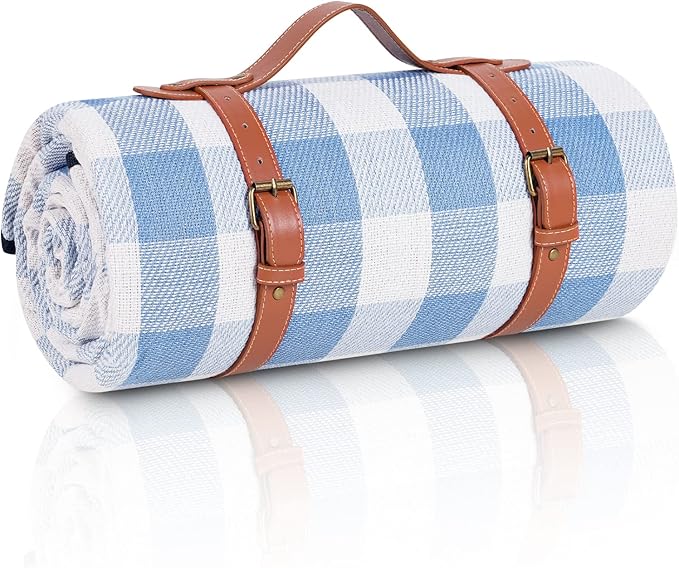 sapsisel 80”x 80” Picnic Blanket Extra Large, Waterproof and Foldable Beach Blanket, 3-Layer Outdoor Blanket for 6 to 8 Adults, for Camping, Park, Beach, Grass, Indoors…