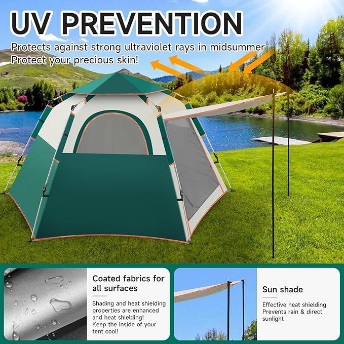 SAN LIKE Camping Tent 2/3/4 Person Instant Easy Pop Up Tents for Camping Lightweight Backpacking Tent Automatic Family Easy Set Up Tent,Portable Dome Tent for Camping Hiking Traveling