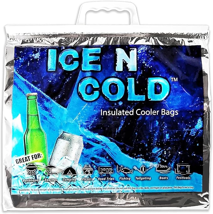 Insulated Cooler Bag - Large 35 lbs Capacity (Pack of 10) | Lightweight, Soft, Collapsible | Ideal for Groceries, Camping, Hiking, Beach, Travel