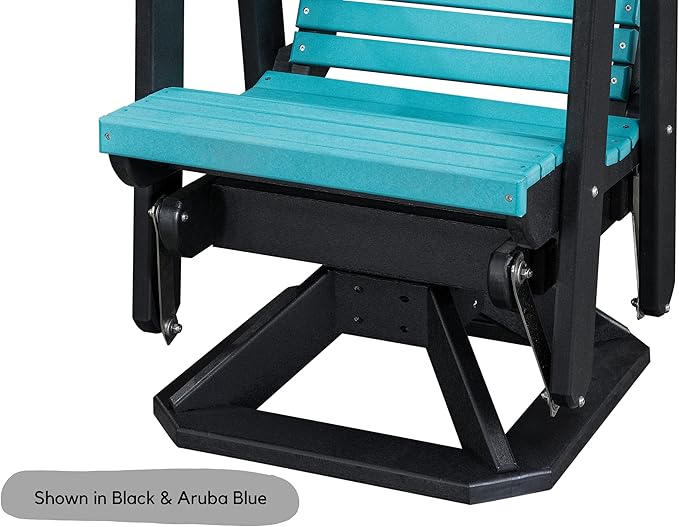 DutchCrafters Modern Horizontal Slat High Back Poly Adirondack Swivel Glider Outdoor Patio Chair (Black & Cedar)