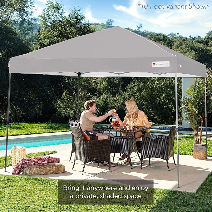 Best Choice Products 8x8ft Pop Up Canopy Tent, Outdoor Shade, 1 Person 1 Minute Set Up, Carry Case, 4 Weight Bags - Light Gray