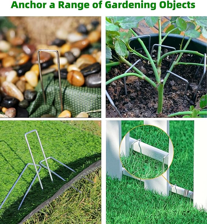 Landscape Staples Galvanized U-Shaped Garden Stakes, 6 Inch 50 Pcs Garden Staples, Yard Stakes, Stakes for Inflatables, Irrigation Tubing, Holding Fence, Tarpaulin (50, 6 INCH)