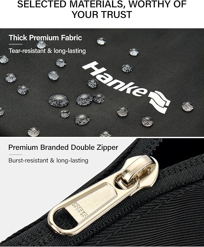 Hanke 7 Piece Expandable Compression Packing Cubes, Premium Travel Packing Organizers for Suitcases/Carry On, Luggage Organizer Bags with Breathable Mesh & Label,Black