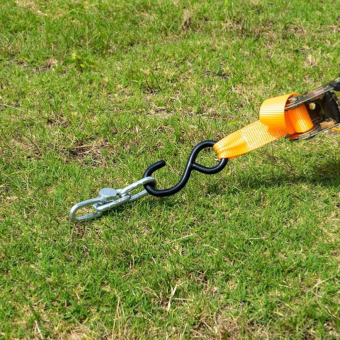 12 Pcs Screws 3/8 x 12 Tent Stakes Festival Kit with Chain Links and Washers | Hex Pegs | Heavy Duty Metal Tent Anchors & Camping Spikes with 17MM Hex Drill Adapter