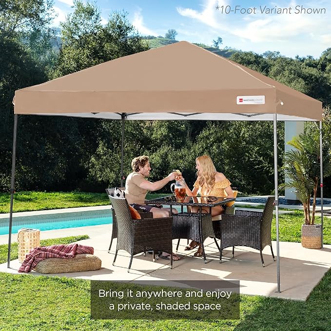 Best Choice Products 12x12ft Pop Up Canopy Tent, Outdoor Shade, 1 Person 1 Minute Set Up, Carry Case, 4 Weight Bags - Tan