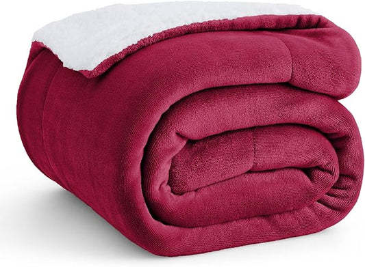 Bedsure GentleSoft Sherpa Fleece Throw Blanket Twin Size for Couch - Thick and Warm, Soft Fuzzy Plush Twin Christmas Blanket for Winter, Red, 60x80 Inches