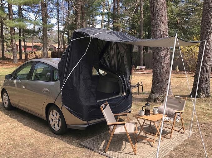 Hasika SUV Tailgate Tent - Universal Car Camping Awning, 3000mm Waterproof & UPF 50+ - Portable Hatchback Tent Privacy Shelter for SUV, CUV, Minivan - Easy Setup Road Trip Essentials Black Large
