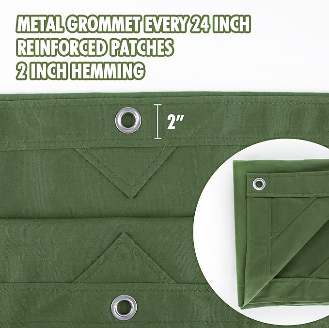 CARTMAN Finished Size 5x7 Feet Canvas Tarp with Rustproof Grommets, Heavy Duty Multipurpose Tarpaulin Cover for Canopy Tent, Roof, Camping, Woodpile