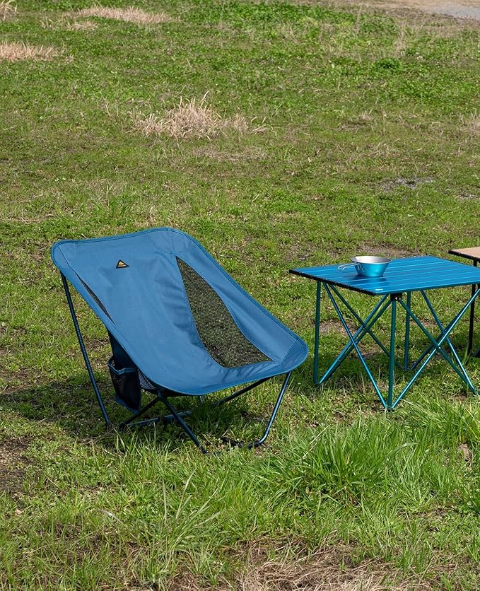 iClimb Low Ultralight Compact Camping Folding Chair with Side Pocket and Carry Bag (Black)