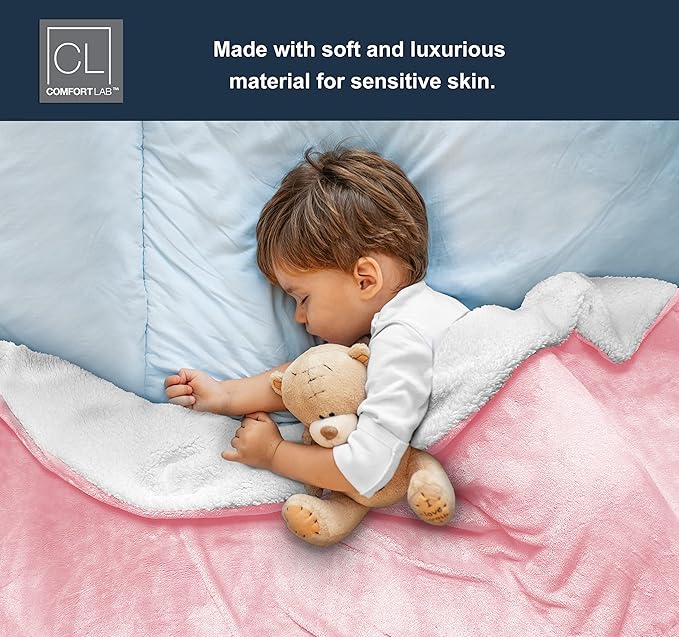 Comfort Lab Reversible Flannel Sherpa Throw Blanket - Elegant Fluffy Throw Blankets for Couch and Home Decor - Anti Pilling Non Shedding Cozy & Warm Fleece Throws - Baby/Pet (30" x 40") - Blush