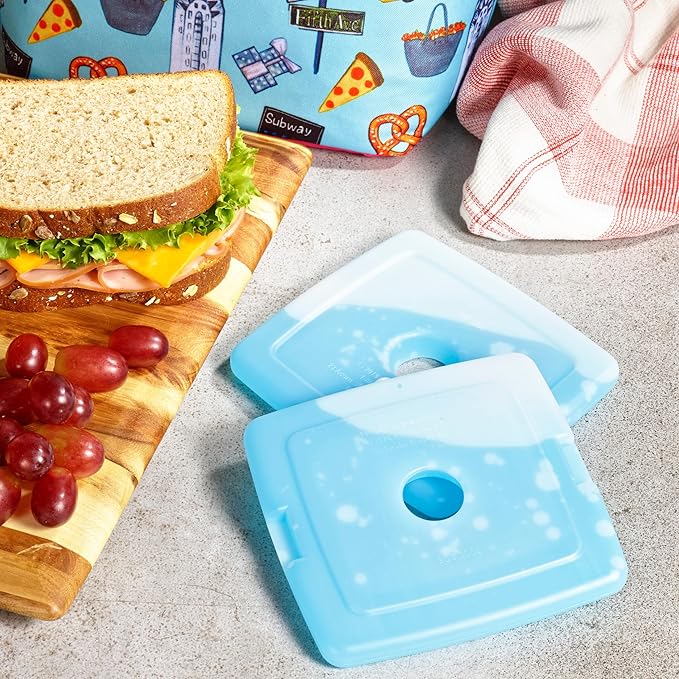 Cool Coolers by Fit & Fresh Slim Ice Packs, Quick Freeze, Space-Saving, Reusable Ice Packs for Lunch Boxes & Coolers