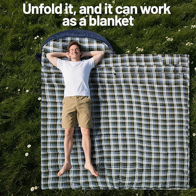 Cold Weather Flannel Sleeping Bags for Adults 0 Degree / -10 Degree, As a Blanket, Waterproof, Lightweight, Portable, Backpacking Camping Outdoor Travel Hiking