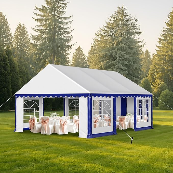 MFSTUDIO 16'x20' Party Tent, Outdoor Heavy Duty Party Tents with Removable Sidewalls, Large Canopy Tent Shelter for Outdoor Events Wedding Birthday, Blue