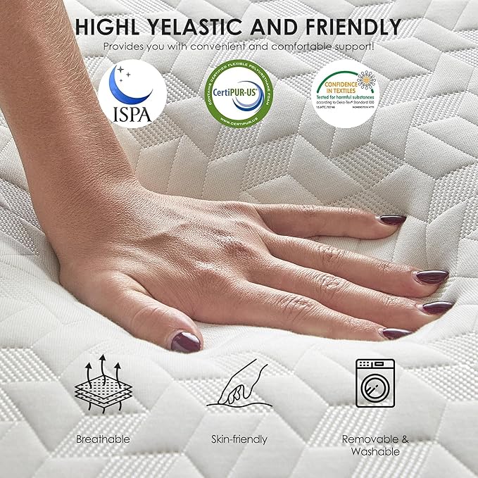 6 Inch Tri-Fold Mattress Twin Size, Portable Memory Foam Guest Bed with CertiPUR-US Certified Cooling Gel & Washable Cover, Folding Mattress for Camping, Dorm, RV & Living Room