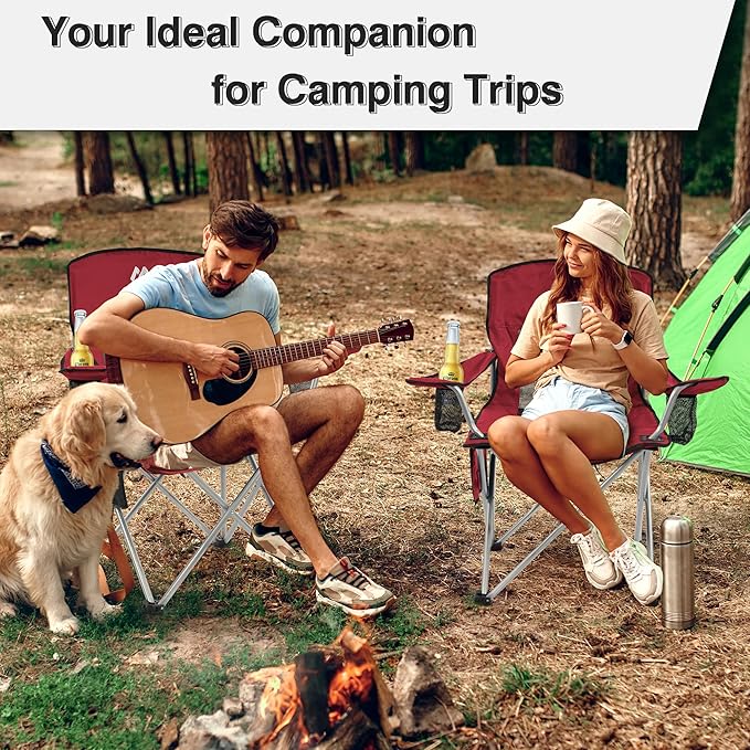 Elevon Folding Camping Chairs, Portable Outdoor Beach Chair for Adults with Carry Bag & Cup Holder, Foldable Lawn Chair with Mesh Backrest for Camp Fishing Hiking Travel Picnic Sports,
