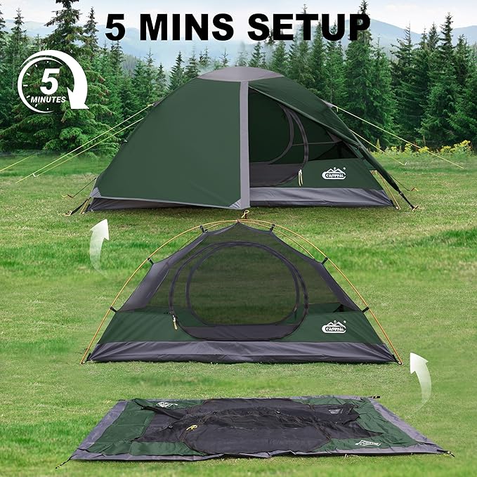 2 Person Backpacking Tent, Waterproof Windproof Two Person Tent, Lightweight Easy Setup 2 Man Tent for Camping Hiking Cycling