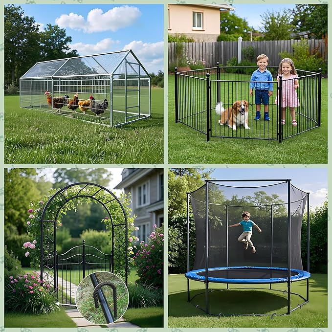 VVOKGO Rebar Stakes 24 Inch J Hook Heavy Duty Ground Anchors (32pcs), 3/8 Inch Diameter Metal Steel Extra Long Fence Stakes with Chisel Point End for Greenhouse, Gazebo, Carport, Camping Tents, Black