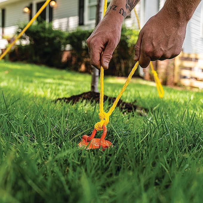 Vortex (1-Pack) 10" Spiral Ground Anchors, Steel Screw In with Folding Ring, 275 lb Pull Force, Orange ANCFR10-ORG-A