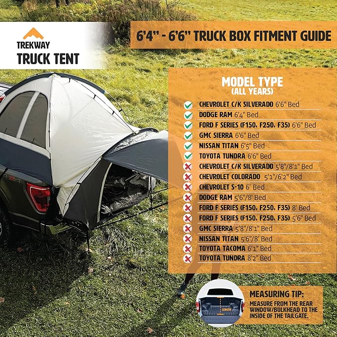 Offroading Gear 6.5ft Truck Bed | Tailgate Camping Tent | Waterproof | Compatible with F150| Ram| Sierra| GMC| Nissan| Etc.