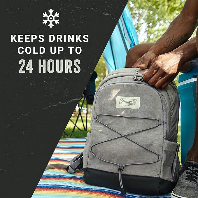 Coleman Backroads 30-Can Soft Cooler Backpack, Leak-Proof Portable Insulated Backpack Cooler, Keeps Contents Cold up to 24Hrs, Built-in Bottle Opener