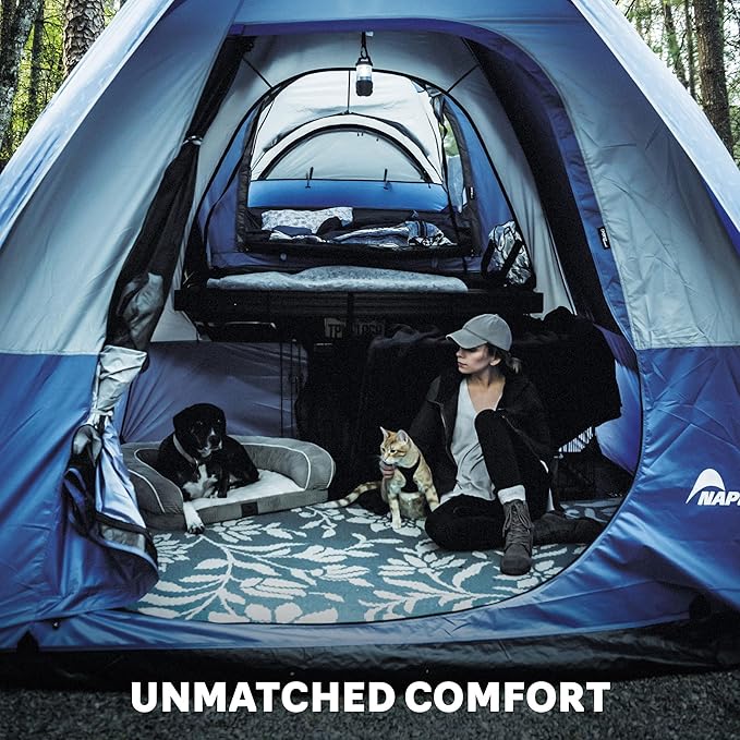 Napier Sportz Link | Truck Bed Tent Camping Accessory | 8' x 8' Ground Tent Attachment | 4-Person Tent | Attaches to Napier Pickup Truck Tents - Truck Tent Not Included | Blue/Gray | Model 51000