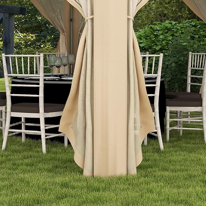 Outsunny 13' x 13' Pop Up Gazebo, Hexagonal Canopy Shelter with 6 Zippered Mesh Netting, Event Tent with Strong Steel Frame for Patio Backyard Garden Wedding Party, Beige