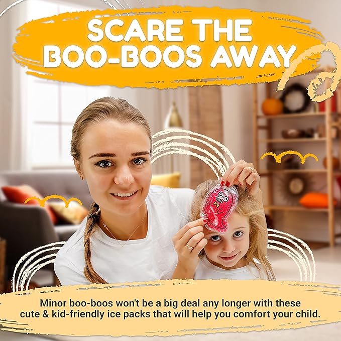 Kids Ice Packs Small, Hot and Cold Therapy Gel Beads | Boo Boo Ice Packs for Kids Pain-Relieving Comfort for Sore Joints, Fevers, Teething | Cute for Toddlers and Adults (4-Count Ghost Shaped)