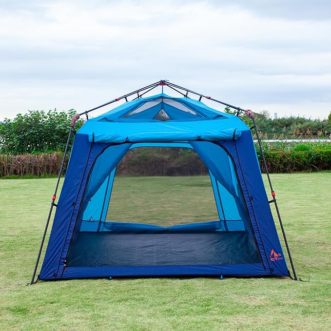 KTT Extra Large Tent 6-10-12-14 Person(A),Family Cabin Tents,2 Rooms,3 Doors and 3 Windows with Mesh,Straight Wall,Waterproof,Double Layer,Big Tent for Outdoor,Picnic,Camping,Family Gathering