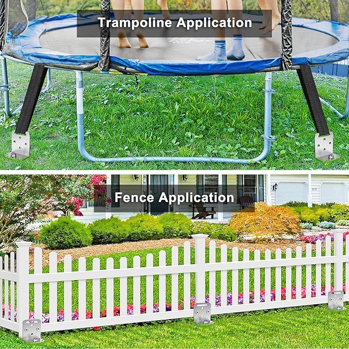 2/4/6 Pack 18" 24" Screw in Trampoline Ground Anchors 2.7" Wide Spiral Mobile Home Earth Anchor Stakes Set with Versatile L Bracket Swingset Anchors for Playset, Fence, Tent, Shed, Canopy, Carport