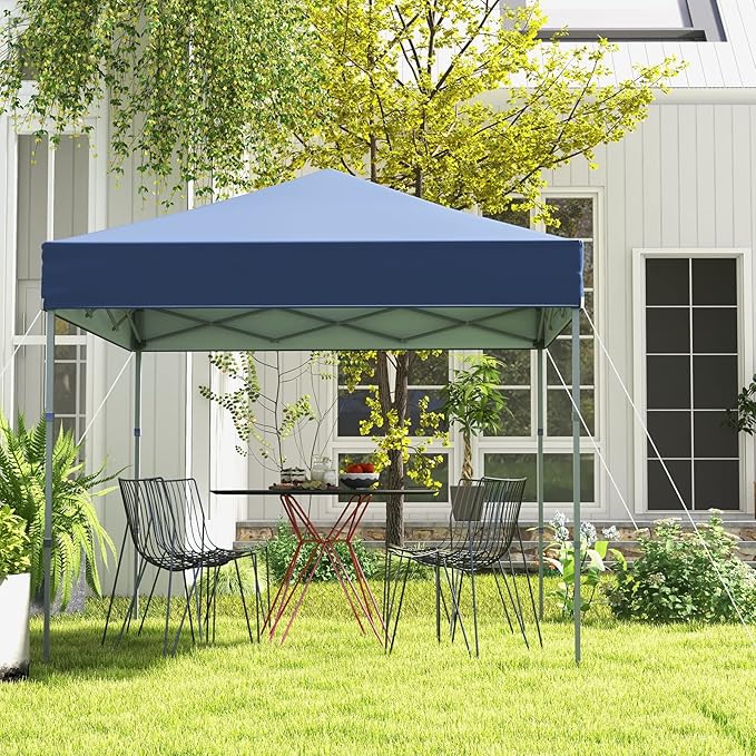 6.6 x 6.6 Ft Pop Up Canopy, 1 Person Instant Setup Canopy Tent with Push Center Lock, 8 Stakes, 4 Ropes & Carrying Bag, Portable Easy Up Gazebo Shelter for Outdoor Camp, Beach, Patio & Party