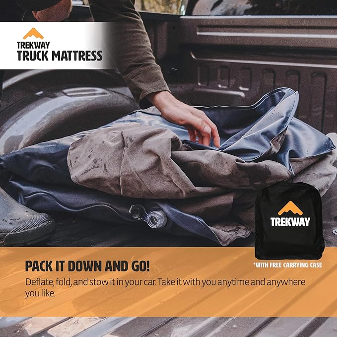 Offroading Gear Truck Bed Air Mattress | 5.5ft to 5.8ft Truck Box | Trekway | F150 | Ram 1500 | Silverado | Tundra | Titan | Converts to Full Double Size Bed | Inflatable Blow Up