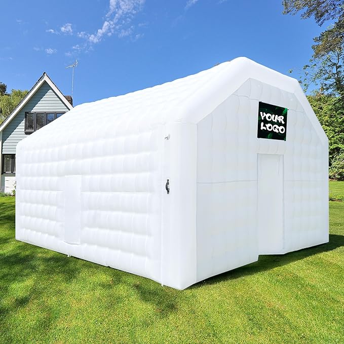 WARSUN 20x16.5x12Ft Inflatable Night Club Extra Large Inflatable Party Tent with Logo Area Blow up Nightclub Tent for Wedding Birthday Raves Dance Floor Yard Party (White)