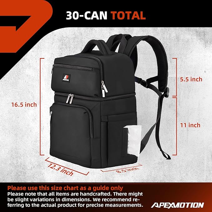 COOLJOB Insulated Cooler Backpack for Men Women, Leakproof Lunch Bag with Waterproof Liner, Double Roomy Deck, RFID, Black
