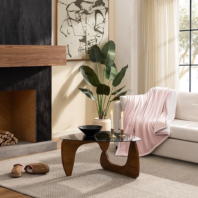 UGG Bliss Throw Blanket Plush Soft Fleece Fluffy Blankets for Bed or Couch Oversized Warm Reversible Machine Washable Medium Weight Home Decor Giftable Throw, 50-inch x 70-inch, Quartz Pink