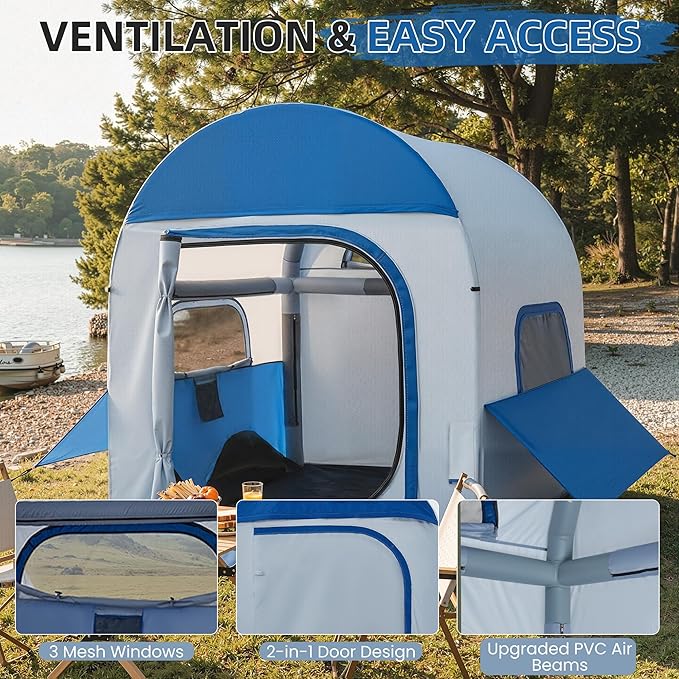 Inflatable Truck Bed Tents 5.5 ft–8 ft with Air Pump, 3-Minute Fast Setup Pickup Truck Tent for Camping, Dual-Use Truck Bed Tent & Ground Tent, Waterproof All-Weather