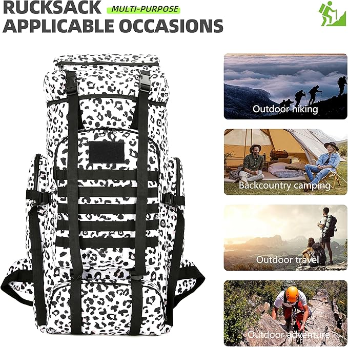 King'sGuard 70L Camping Hiking Backpack for Men Women Large Military Tactical Backpack Molle Rucksack Backpack for Outdoor
