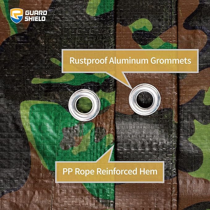 GUARD SHIELD Lightweight Camo Tarp Camouflage Tarps Waterproof 16x20 Feet Poly Cover 6mil