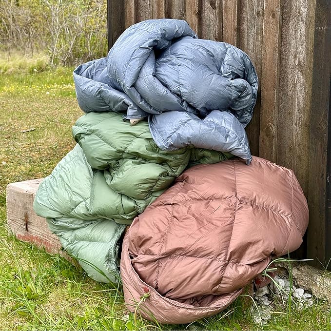 Down Camping Blanket with Footbox – Lightweight, Packable, Water Resistant Backpacking Quilt & Warm Puffy Compact Outdoor Throw – 52x77 with Stuff Sack for Stadium, Hiking & Travel