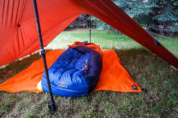 VIAM Outdoors | Multicloth 2.0 Water Resistant Ultralight Lightweight Backpacking Camping Survival and Ground Tarp | 1.9oz Orange | Measures 56 inches by 72 inches | has Stake Loops