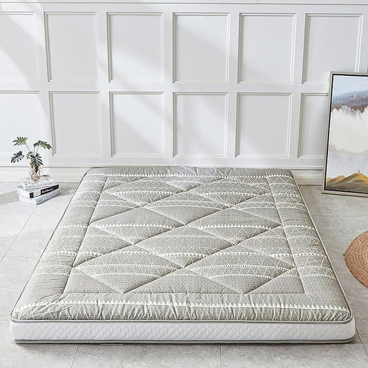 Japanese Foldable Portable Camping Mattress, Thick Sleeping Mat Twin, Bohemia Grey