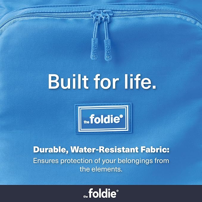 The Foldie Packable Backpack for Travel 32L - Lightweight Foldable Backpacks with Trolly Sleeve & RFID Protection - Water-repellent Casual Daypack Backpacks for Hiking, Camping & Gym - Azure Blue