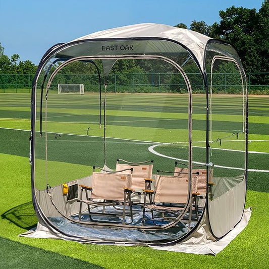 EAST OAK Weather Sports Tent for Fishing, Sports Event | Pop Up Bubble Tent Instant Sun & Rain Shelter | No Condensation, Spacious Interior, Ultra Visibility | All Weather Protection | 6 x 6 FT