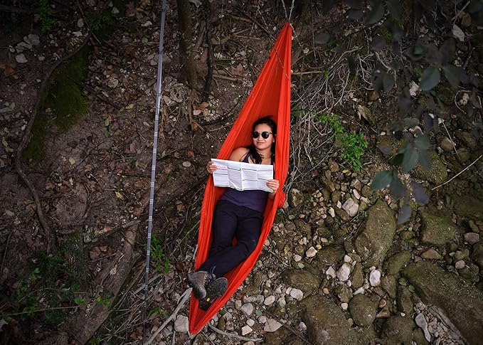 KAMMOK: Roo Single Ultra Light Hammock | Strong & 100% Recycled Fabric | Water Resistant, Ripstop Fabric | Comfortable, Packable, Lightweight (Adventure Grade, Granite Gray