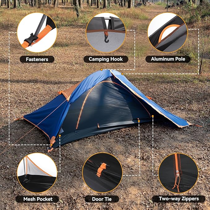 1 Person Backpacking Tent for Camping - Ultralight Waterproof Outdoor One Person Tent, Windproof Rainproof Compact Single Pole Shelter for Camping, Hiking, Hunting Travel by Underwood Aggregator