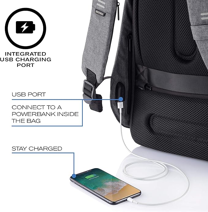 XDDesign Bobby Hero 20 Liter Anti Theft Laptop Backpack with Padded 17" Laptop Sleeve, Recycled Material, Water Repellent, USB Charging Port, Travel Backpack Carry on Flight Approved for Men&Women