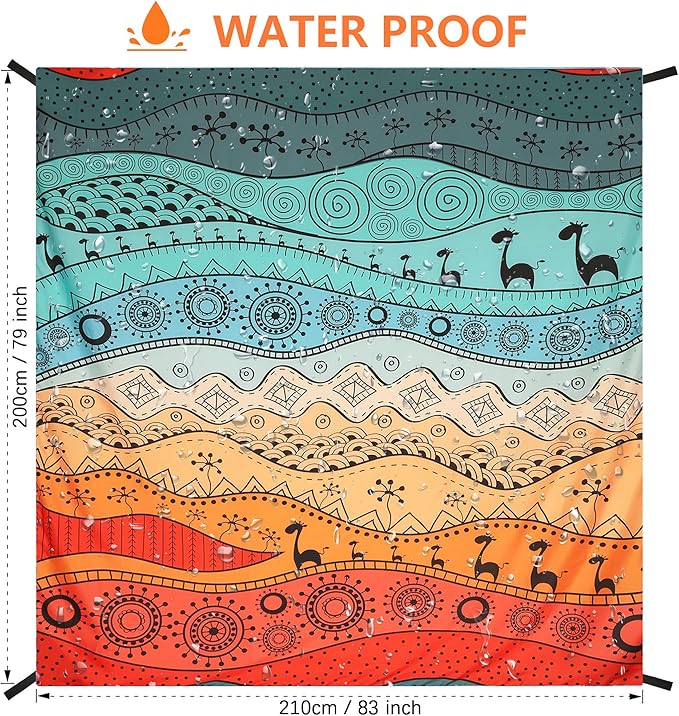 Beach Blanket Waterproof Sandproof Extra Large Beach Mat 79" X 83"/120"x108"for 1-8 Adults Quick Drying Durable Outdoor Picnic Mat for Beach Travel Camping Hiking